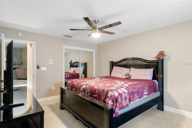 6096 Kinlock Ave, Spring Hill, FL 34608 - bedroom featuring visible vents, baseboards, ceiling fan, and a closet