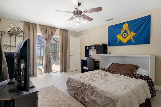 6096 Kinlock Ave, Spring Hill, FL 34608 - bedroom featuring a ceiling fan, visible vents, and access to exterior