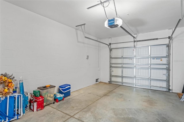 garage with a garage door opener