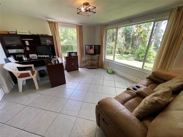 office with light tile patterned flooring