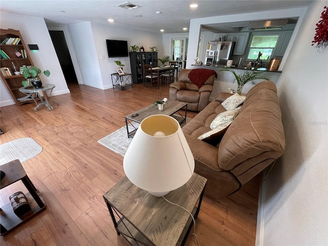 living room with wood-type flooring