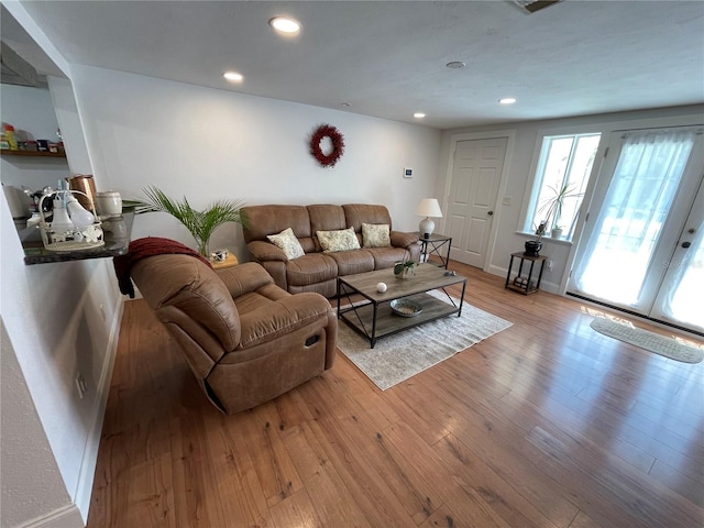 living room featuring light hardwood / wood-style flooring