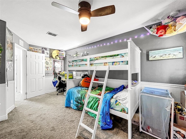 bedroom with carpet floors and ceiling fan