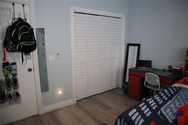 bedroom featuring a closet and hardwood / wood-style floors