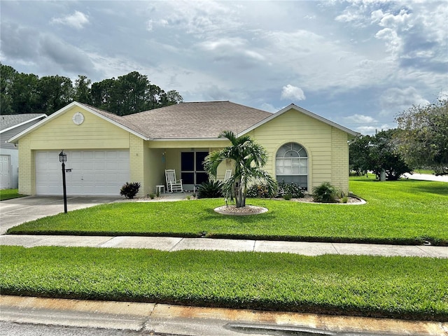 4713 Tiburon Dr, New Port Richey, FL 34655 - single story home with brick siding, a front yard, and an attached garage