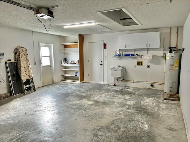 4713 Tiburon Dr, New Port Richey, FL 34655 - garage with a garage door opener, water heater, and a sink