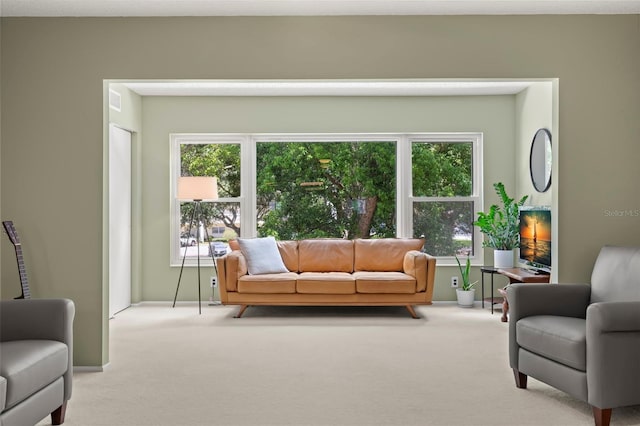 carpeted living room featuring a healthy amount of sunlight