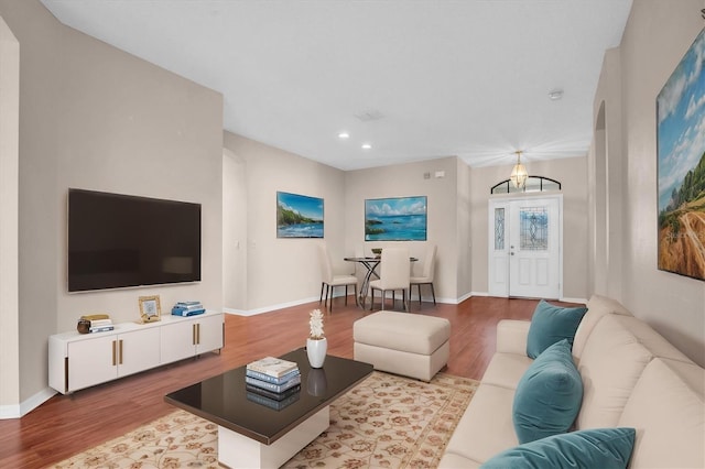 living room featuring light hardwood / wood-style floors