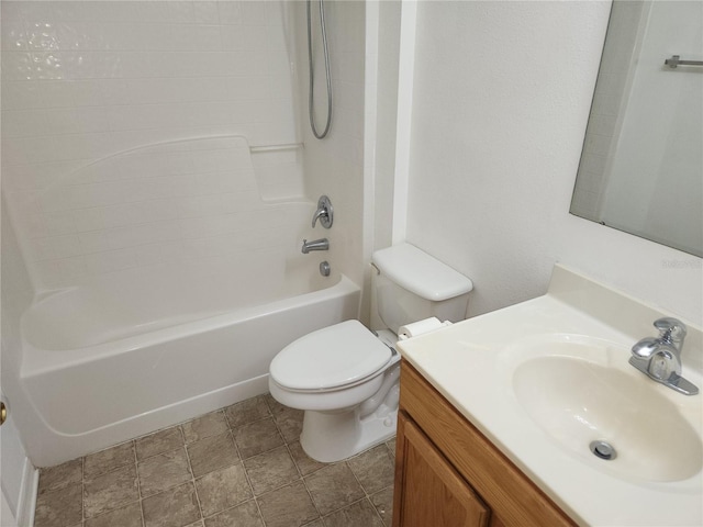 full bathroom featuring vanity, toilet, and bathing tub / shower combination