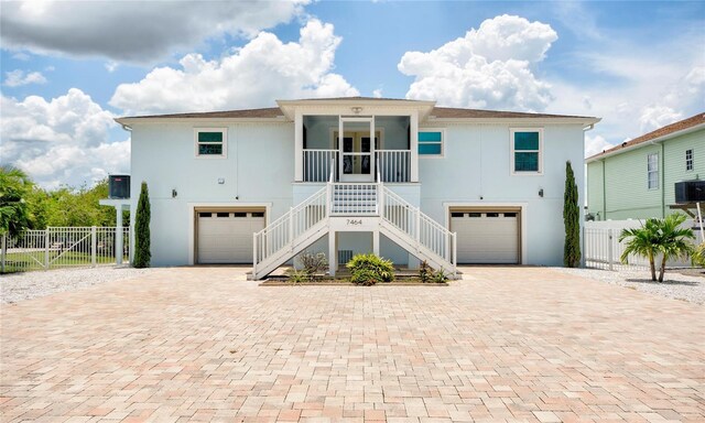 coastal home with a garage