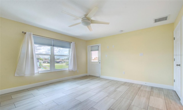 spare room featuring ceiling fan