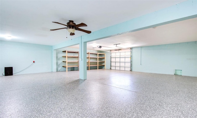 garage featuring ceiling fan