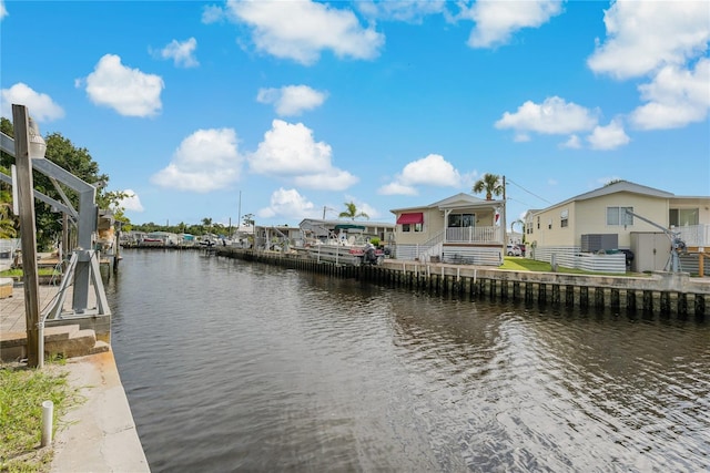 property view of water with a boat dock