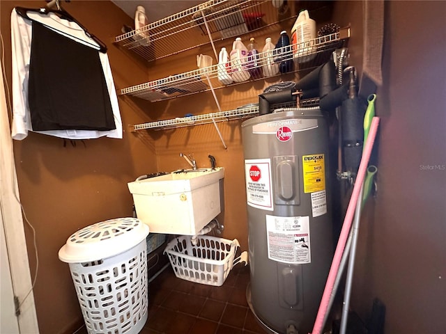 utilities with sink and electric water heater