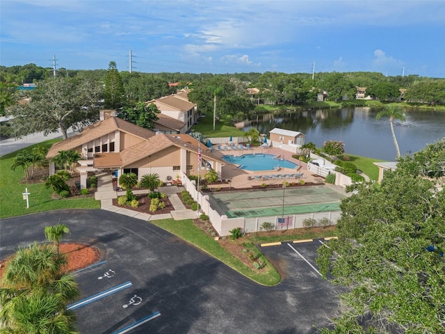 bird's eye view featuring a water view