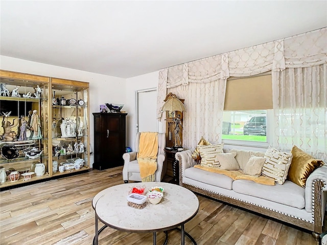 living room with light wood-type flooring