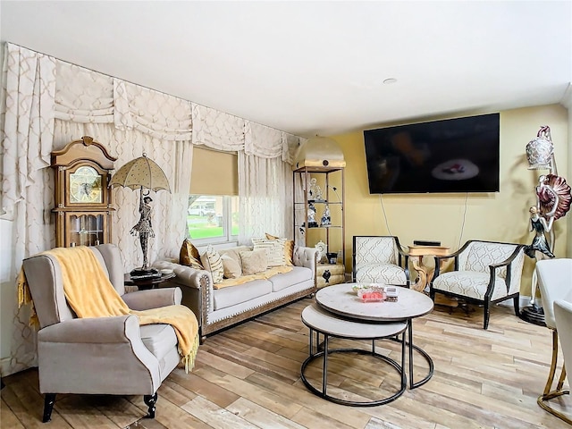 living area featuring wood finished floors