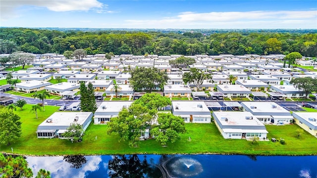 aerial view of a nearby body of water