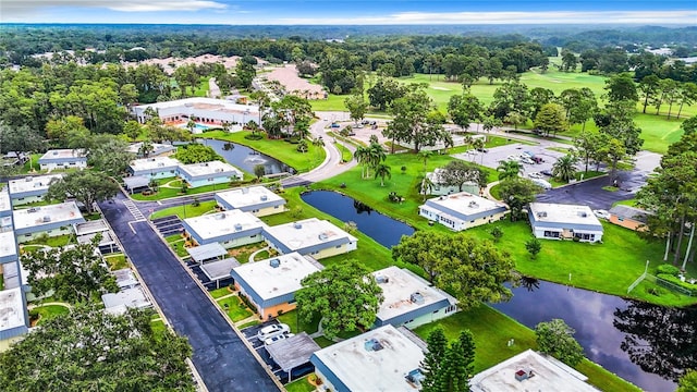 bird's eye view of a large body of water and a golf course