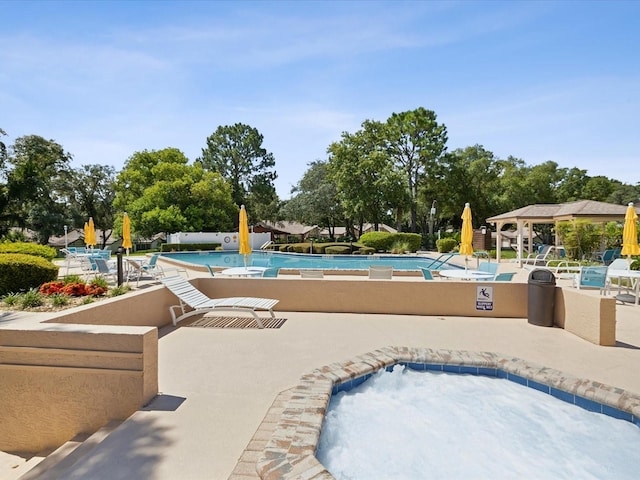 view of pool featuring a patio