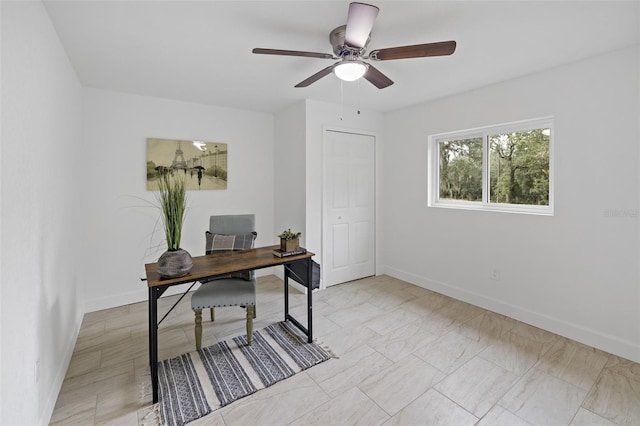 office featuring ceiling fan