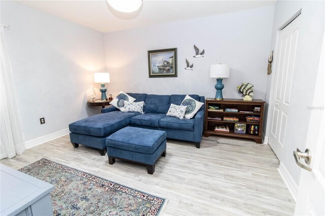 living room with light wood-type flooring