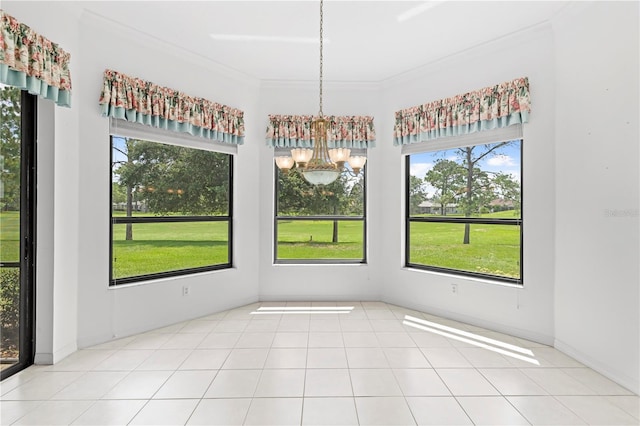 interior space with a notable chandelier and plenty of natural light