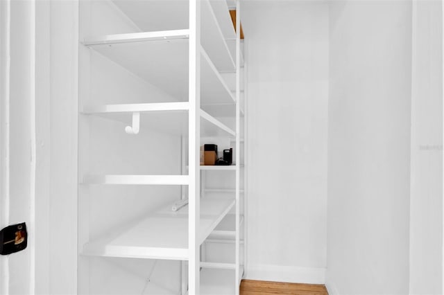 walk in closet featuring hardwood / wood-style floors