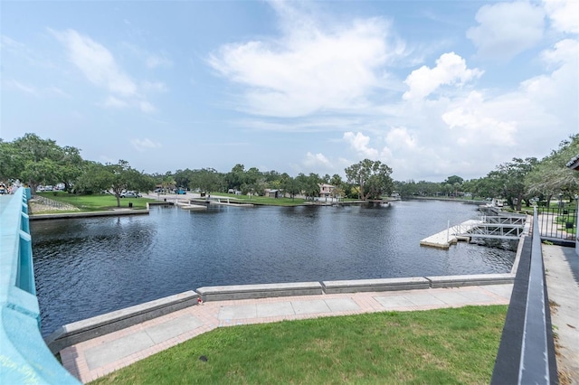 dock area featuring a water view