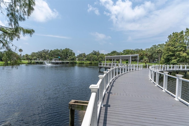 dock area featuring a water view