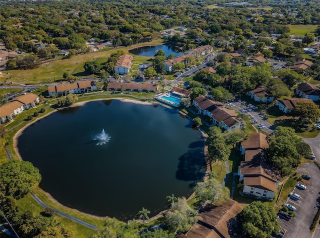 bird's eye view featuring a water view