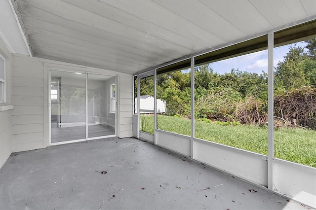 view of unfurnished sunroom