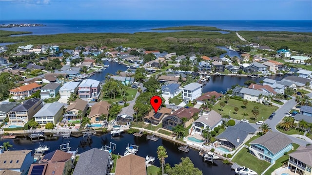 6316 Spoonbill Dr, New Port Richey, FL 34652 - bird's eye view with a residential view and a water view