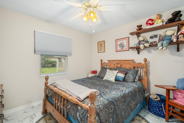 bedroom featuring ceiling fan