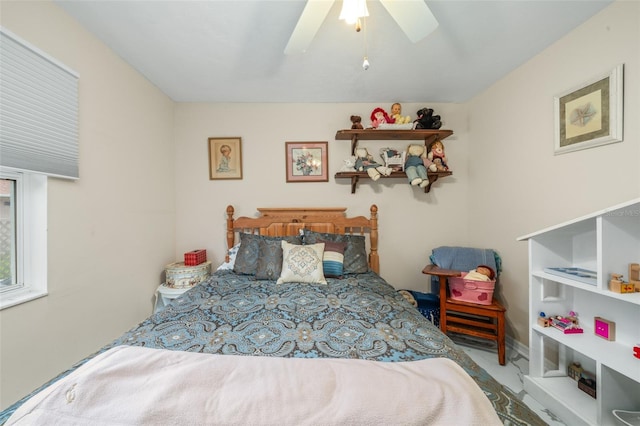 bedroom featuring ceiling fan