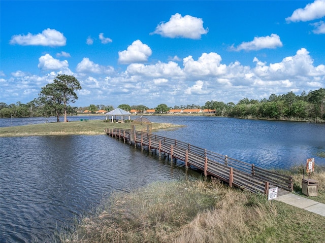 view of dock featuring a water view