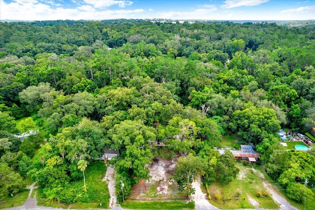 drone / aerial view with a forest view