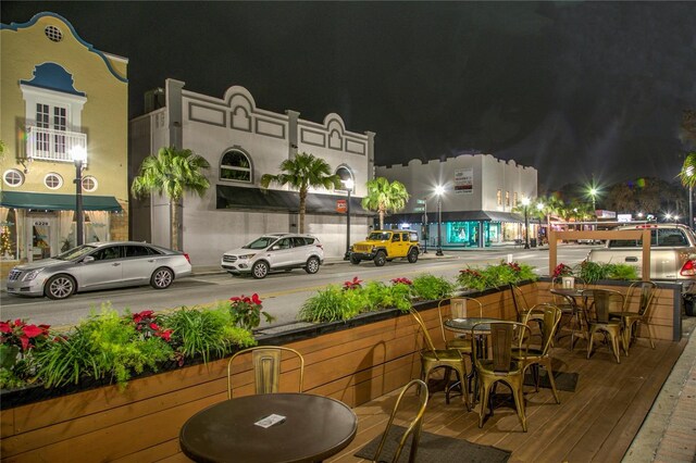 view of patio at night