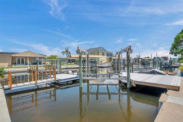 dock area featuring a water view