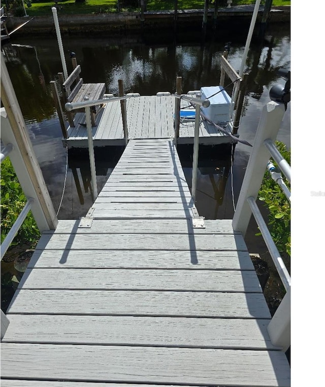 view of dock featuring a water view