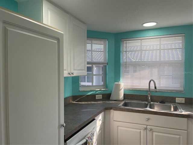 kitchen with white cabinetry, sink, and dishwasher