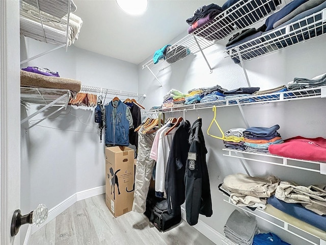 spacious closet with wood finished floors