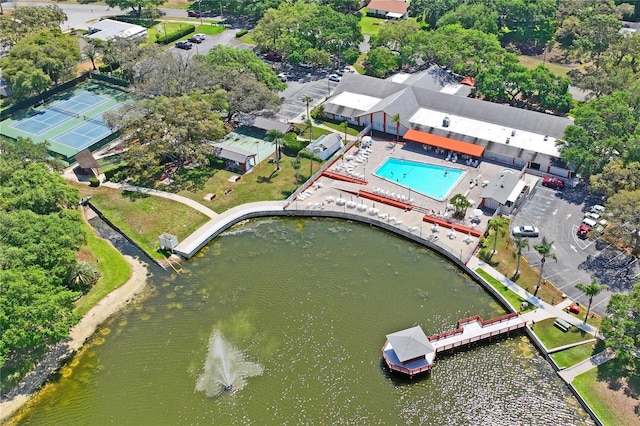 bird's eye view featuring a water view