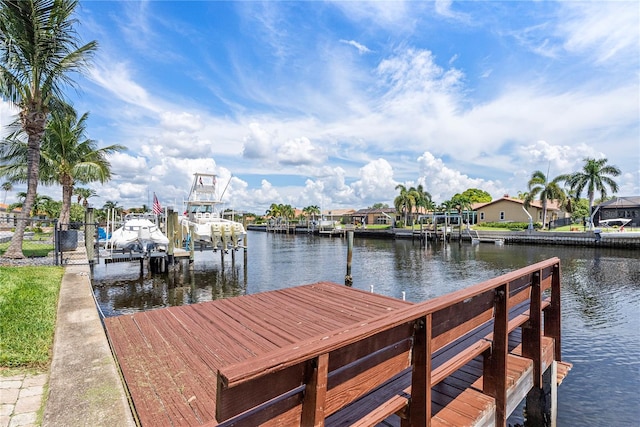 view of dock featuring a water view