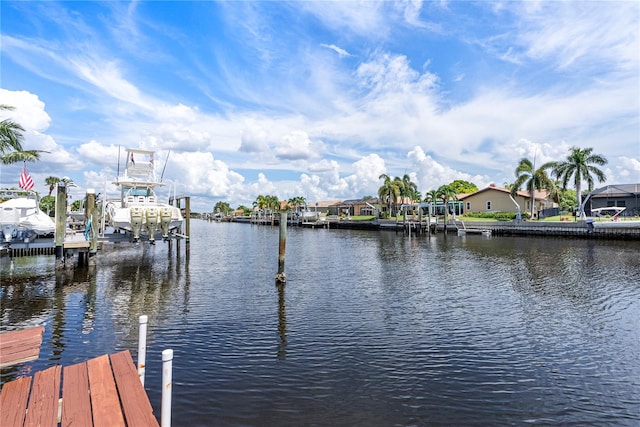 view of dock featuring a water view