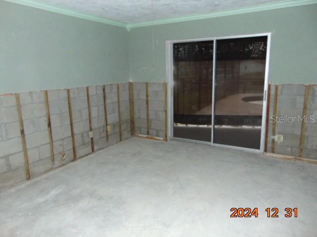 spare room featuring crown molding