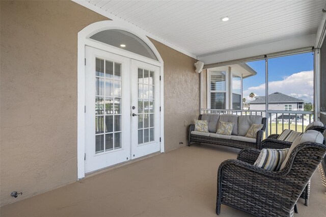 sunroom with french doors