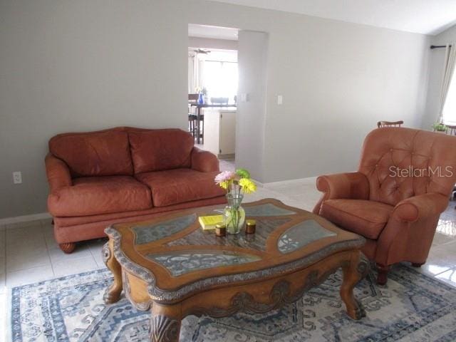 view of tiled living room