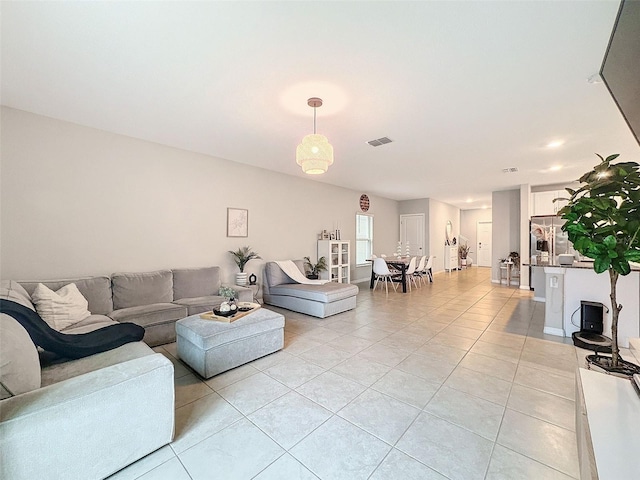 view of tiled living room