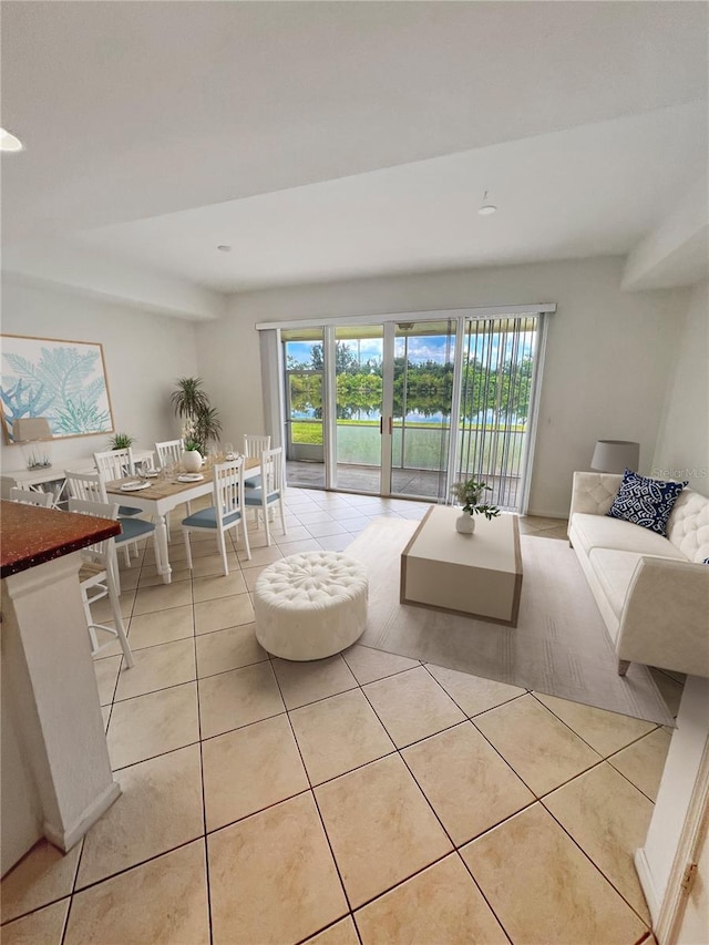 view of tiled living room